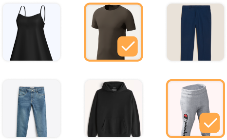select the garments to have on the markeptlace icon